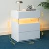 LED-Nachttisch mit 3 Schubladen, RGB-LED, 48 x 38 x 61 cm, und Acrylplatte in Weiß Bild 4