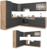 Eckküche Fame-Line Anthrazit Landhaus/Goldkraft Eiche 287 x 46 cm ohne Arbeitsplatte Vicco Bild 5