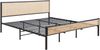 Metallbett Linköping mit rechteckigem Kopfteil 180x200 cm Schwarz/Rattanoptik [en. casa] Bild 3