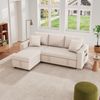 Merax Schlafsofa mit Schlaffunktion, L-förmiges Sofa, Sofa-Chaiselongue mit Stauraum, mit Taschenaufbewahrung, Wohnzimmer-Schlafsofa, links und rechts austauschbare Chaiselongue. Beige Bild 3