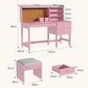 GarveeMore Kinderschreibtisch - und Stuhlset,Holzschreibtisch mit verstellbarer Tischplatte, Schubladen und Korktafel,Lernset für Jungen und Mädchen von 3–8 Jahren Bild 2