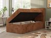 TILIO Jugendbett 90x200 mit Bettkasten - Boxspringbett mit 7-Zonen-Taschenfederkernmatratze, hohes Kopfteil, Einzelbett mit Stauraum - Orange Cordstoff - H4 - Rechts Bild 3