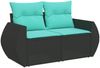 vidaXL 11-teiliges Gartensofa-Set mit Kissen, schwarzes Polyrattan 3221876 Bild 4