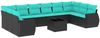 vidaXL 11-teiliges Gartensofa-Set mit Kissen, schwarzes Polyrattan 3221876 Bild 2
