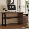 Merax 135cm Schreibtisch, mit hochwertigem Stahlrohr, super belastbar, multifunktionales Aufbewahrungsdesign, geräuschlose Schublade, Ordnersch , braun Bild 2