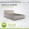 Juskys 'Nizza' Polsterbett mit Lattenrost, Bettkasten & LED Beleuchtung, Chesterfield-Steppung, Samtbezug, Beige, 120x200 cm, mit Matratze Bild 4