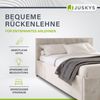 Juskys 'Nizza' Polsterbett mit Lattenrost, Bettkasten & LED Beleuchtung, Chesterfield-Steppung, Samtbezug, Beige, 120x200 cm, mit Matratze Bild 2