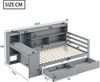 Multifunktionales Schlafsofa Grau 90x200 Mit Schreibtisch USB Steckdose Stauraum Massivkiefer 120kg Tragkraft Jugendzimmer Arbeitsbett Bild 4