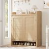 GarveeMore Schuhschrank Rattan mit 2 Türen,5-stufiger Schuhkommode aus Holz Schuhkipper mit verstellbaren Regalen für Eingangsbereich,Flur Bild 5