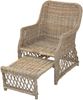 Rattansessel, Relaxsessel mit ausziehbarem Fußteil, handgeflochten, naturgrau Bild 2