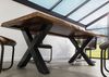 Baumtisch Sheesham 180x90x77 grau gebeizt / X-Beine anthrazit glänzend FREEFORM 5 Bild 3
