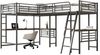 90*200cm Hochbett, zwei Etagenbetten, Tisch unter dem Bett, Doppeltreppe, hohes Geländer, schwarz Bild 5