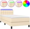 Boxspringbett mit Matratze & LED Stoff Creme 90x200 cm, Härtegrad: H2 [3133450] Bild 2