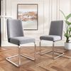 Merax Samt-Esszimmerstuhl, 2er-Set, Wohnzimmer, Schlafzimmer, Lounge-Sessel, Diamant-Rücken-Design, mit silbernen Metall-Stützbeinen, Grau+Silber Bild 3