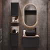 Planetmöbel Badmöbel-Set Astra, (Badezimmer Möbel im modernen Design, 5-St), Waschtisch und Waschbecken schwarz mit Spiegel und 2x Midischrank Bild 3