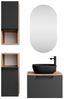 Planetmöbel Badmöbel-Set Astra, (Badezimmer Möbel im modernen Design, 5-St), Waschtisch und Waschbecken schwarz mit Spiegel und 2x Midischrank Bild 2