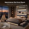 PXloue Polsterbett LED Doppelbett 140x200cm mit Ladefunktion und 4 Schubladen Polsterbett (Geeignet für Jugendliche und Erwachsene), Stauraumbett, mit RGB-LED, Lattenrost und praktischen Schubladen Bild 2
