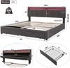Merax Polsterbett LED Hydraulisches Doppelbett mit Schubladen 180x200cm Leinen, grau Bild 4