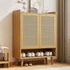 Schuhschrank mit Push-to-Open & Massivholzbeinen, 80x35x105 cm, Eiche hell Bild 2