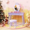 COSTWAY Schminktisch Kinderschminktisch mit Hocker, mit LED Beleuchtung Bild 5