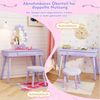 COSTWAY Schminktisch Kinderschminktisch mit Hocker, mit LED Beleuchtung Bild 2