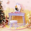 COSTWAY Schminktisch Kinderschminktisch mit Hocker, mit LED Beleuchtung Bild 4