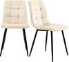 Merax Esstisch 117*68*75cm mit 4er Set Samt Esszimmerstuhl, Essgruppe, (5-tlg, mit Metallbeine und MDF Platte), Beige Bild 5