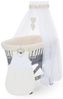 FabiMax Stubenwagen Grau lackiert, 2 in 1 Musselin / Waffelpiqué Komplettset Creme mit Schlafsack Bild 4