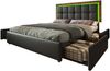 Bett Polsterbett 160x200 cm, PU-Schwarz mit LED, 4 Schubladen und höhenverstellbarem Kopfteil Bild 5