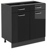 Küchenunterschrank R-Line Schwarz Hochglanz 80 cm ohne Arbeitsplatte Vicco Bild 4