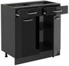 Küchenunterschrank R-Line Schwarz Hochglanz 80 cm ohne Arbeitsplatte Vicco Bild 3