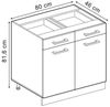 Küchenunterschrank R-Line Schwarz Hochglanz 80 cm ohne Arbeitsplatte Vicco Bild 2