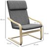 HOMCOM Relaxsessel Ruhesessel mit Kopfkissen für Wohnzimmer (Relaxstuhl mit Armlehne, 1-St, Esszimmerstuhl), Birkenholz, Dunkelgrau 65 x 69 x 98cm Bild 3