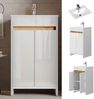 Waschbeckenunterschrank Lemgo Weiß Hochglanz 2 Teile, mit Waschbecken und 2 Flügeltüren Vicco Bild 2
