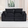 2-Sitzer Sofa aus Cord mit Seitentaschen & Kissen, 191 x 94 x 85 cm, Schwarz Bild 2