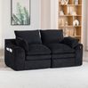 2-Sitzer Sofa aus Cord mit Seitentaschen & Kissen, 191 x 94 x 85 cm, Schwarz Bild 3