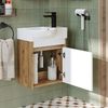 Roomart LEO Badmöbel Set– 2-teiliges Badezimmermöbel Set - Waschbecken mit Unterschrank - H 45 x B 24.5 x T 46.5 cm • Weiß-Eiche Bild 2