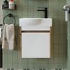 Roomart LEO Badmöbel Set– 2-teiliges Badezimmermöbel Set - Waschbecken mit Unterschrank - H 45 x B 24.5 x T 46.5 cm • Weiß-Eiche Bild 3
