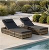 tectake Gartenliege Rattan-Doppelliege mit Tisch, mit abnehmbaren Kopfpolstern, Sonnenliege Carbonera, 1 St, in natur, wetterfest und UV-beständig, Belastbarkeit je 200 kg, verstellbar Bild 1