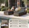 tectake Gartenliege Rattan-Doppelliege mit Tisch, mit abnehmbaren Kopfpolstern, Sonnenliege Carbonera, 1 St, in natur, wetterfest und UV-beständig, Belastbarkeit je 200 kg, verstellbar Bild 2