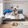 MSMASK Polsterbett Schlafsofa mit 2 Schubladen und USB-Ladestation, Betten mit LED-Beleuchtung & Lattenrost aus Metall, ohne Matratze Bild 3