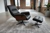 KAWOLA Relaxsessel SILVA Drehsessel Leder schwarz mit Hocker 109 x 85 x 78 cm Bild 2