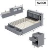 Merax Doppelbett, Massivholz-Kombi-Bett 140*200cm, Kopfteil mit eingebautem Staufach, mit Schubladen, mit Nachttisch, mit Stauraum-Langschrank, mit Sofabank, Stauraumbett Tatamibett, Grau Bild 4