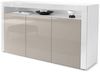 Vladon Sideboard Valencia, Kommode mit 3 Türen und 1 offenem Fach, Weiß matt/Sandgrau Hochglanz/Weiß Hochglanz (155 x 92 x 40 cm) Bild 5