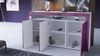 Vladon Sideboard Valencia, Kommode mit 3 Türen und 1 offenem Fach, Weiß matt/Sandgrau Hochglanz/Weiß Hochglanz (155 x 92 x 40 cm) Bild 2