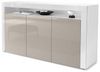 Vladon Sideboard Valencia, Kommode mit 3 Türen und 1 offenem Fach, Weiß matt/Sandgrau Hochglanz/Weiß Hochglanz (155 x 92 x 40 cm) Bild 4