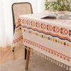 BTTO Gartentischdecke Boho Tischdecke Vintage wasserdicht & ölbeständig mit Quasten, Rechteckige Tischdecke, Möbelschutz Outdoor für Terrasse Bild 3