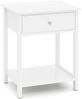 Nachttisch mit Schublade & Offenem Regal Beistelltisch Nachtschrank Nachtkonsole Weiß Bild 1