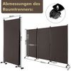 180 cm Hoher Raumteiler auf Rädern Klappbarer Paravent mit 3 frei Kombinierbaren Paneelen Braun Bild 3