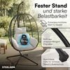 STEELSØN 'Alarian' Hängesessel mit Metallgestell, höhenverstellbar und faltbar, wetterfest, Polyrattan, hellgrau/schwarz, bis 150 kg belastbar, inkl. Kissen Bild 3